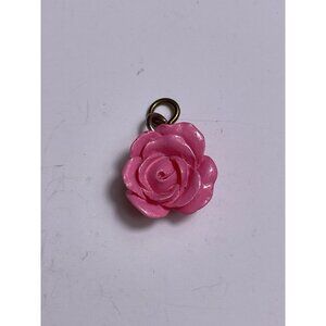 Pink Rose Flower Charm Pendant For Jewelry Making Or Craft